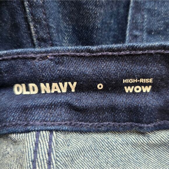 M Old Navy High Rise Wow Dark Blue Denim Jean Shorts NWT Size 0 Rolled Hem New - Picture 7 of 8